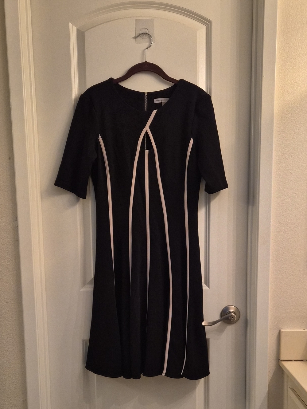 Danny & Nicole Black Midi Dress with Cream Trim